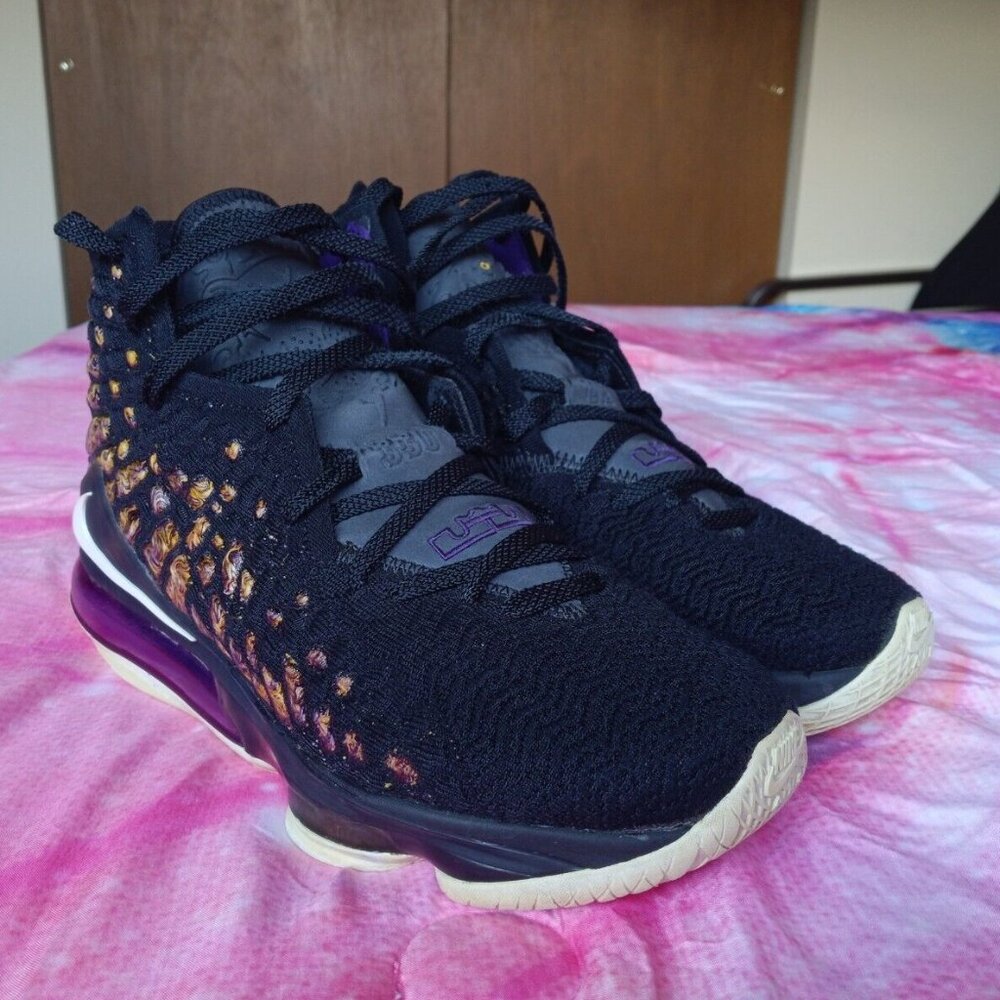 Nike LeBron XVII 17 'Lakers' Black/White/Eggplant/Amarillo BQ3177-004 - Size 10